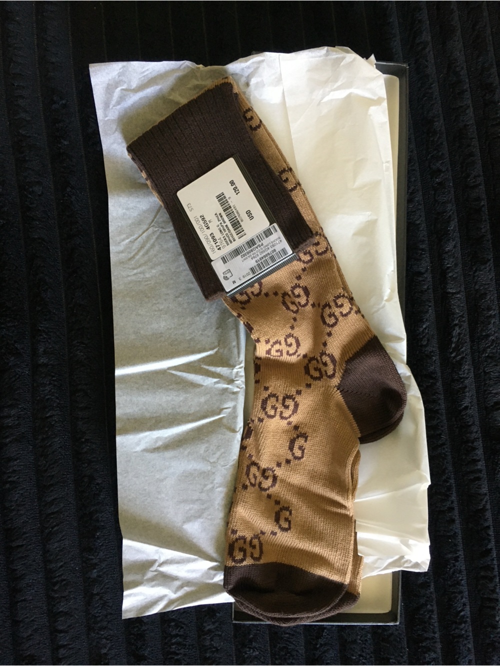 Gucci Brown and Dark Brown GG Monogram Crew Socks